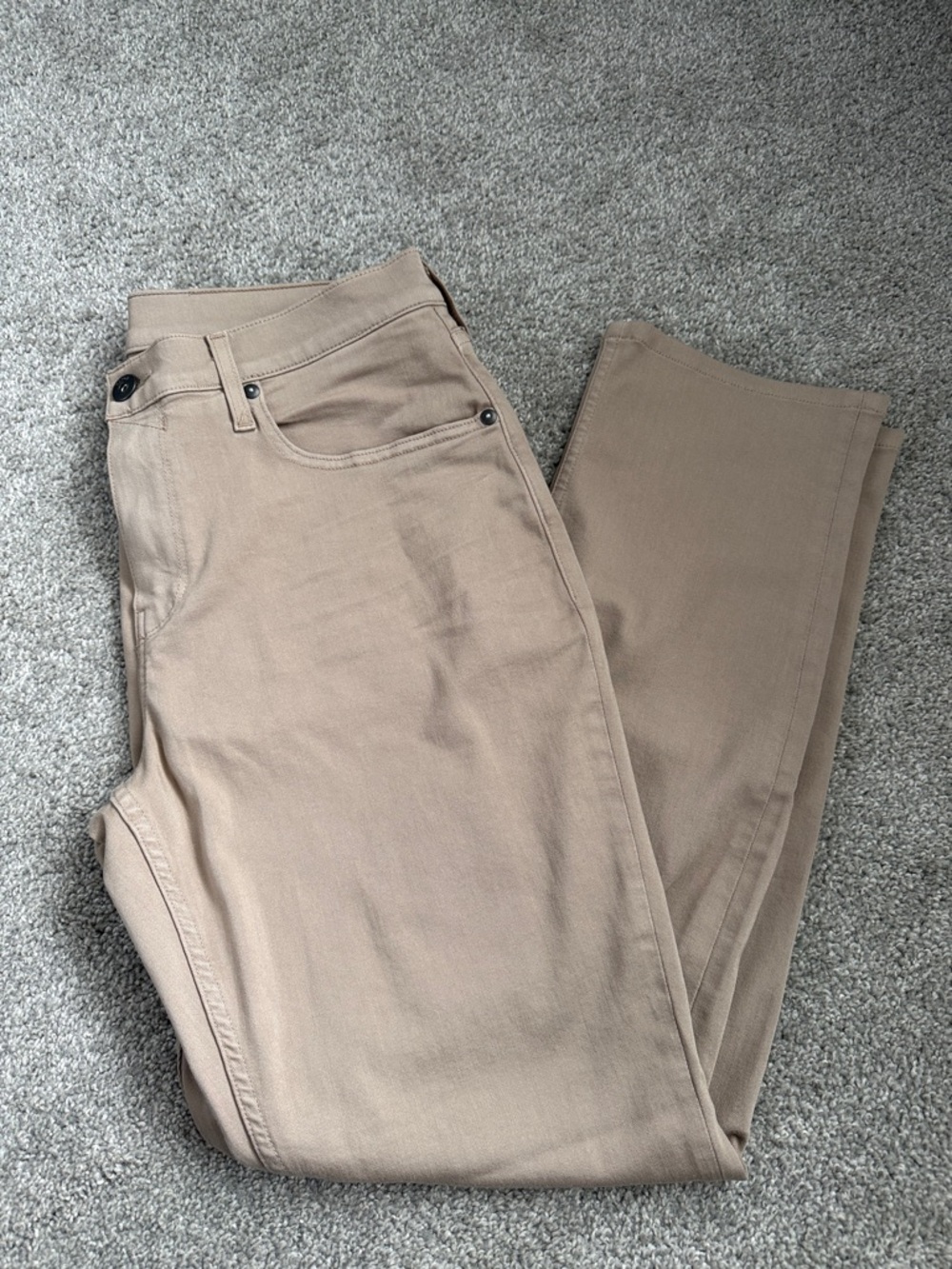 PAIGE Beige Straight-Leg Khakis